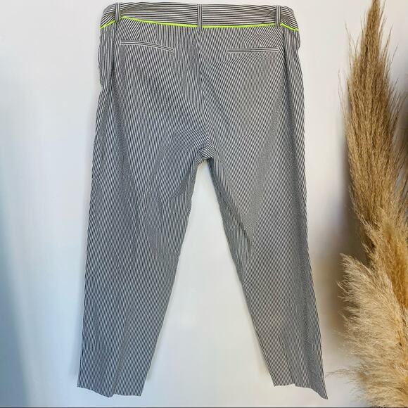 J CREW Blue White Seersucker Striped Cropped Slim Straight Leg Pants Trousers 8 - Picture 5 of 7